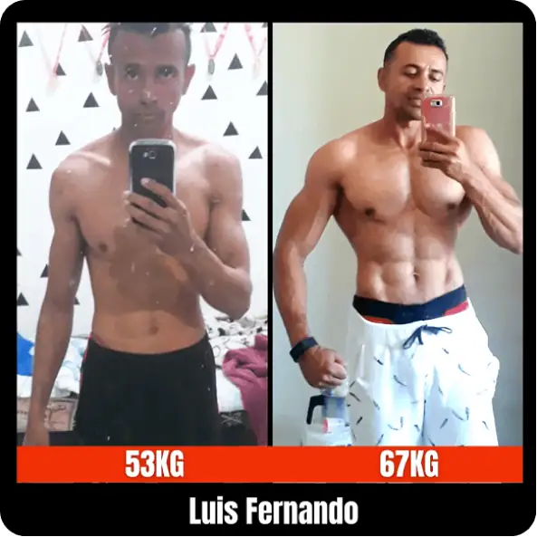 Transformação corporal com foco em definição muscular e emagrecimento.