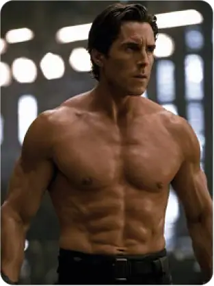 Homem com corpo em formato V, musculoso, em ambiente de academia ou clínica estética.