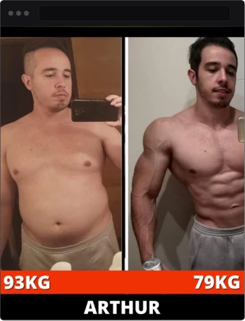 Antes e depois do plano V-Shape para emagrecimento.